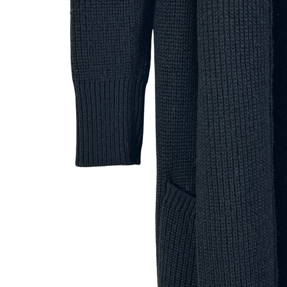 Bebe Longline Open Front Ribbed Knit Duster Cardigan Black - Picture 4 of 11